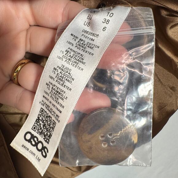 ASOS Oversized Utility Warm Caramel Cotton Jacket Sz 6 ScandiStyle StreetStyle - Picture 7 of 7